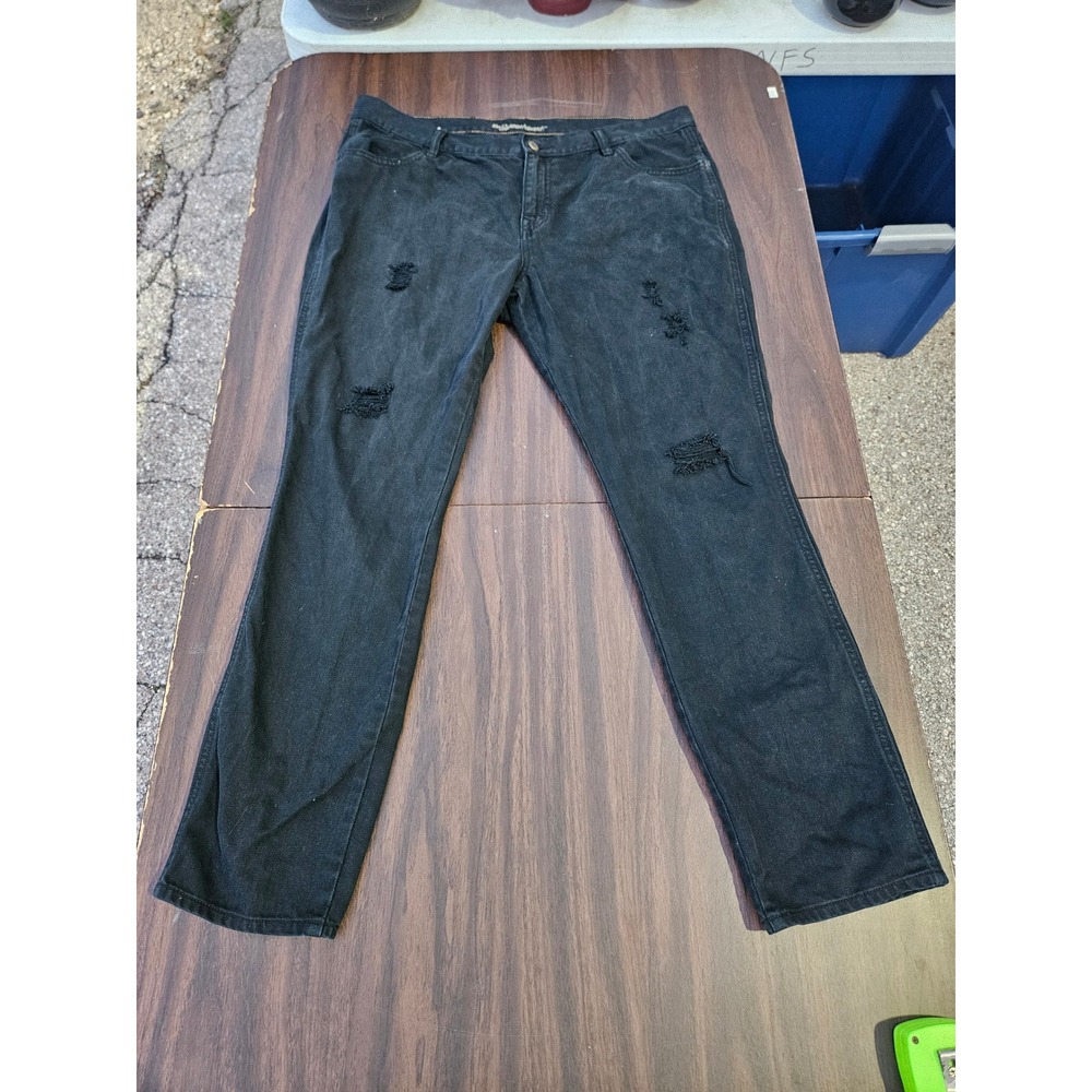 Old Navy The Sweetheart Straight Leg Distressed Black Jeans Womens 16 Regular